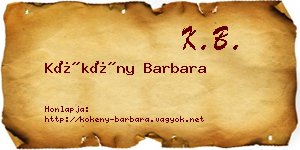 Kökény Barbara névjegykártya